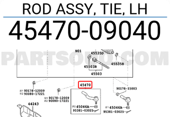 Toyota 4547009040 ROD ASSY, TIE, LH