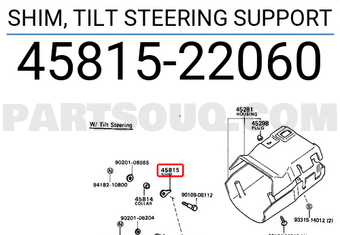 Toyota 4581522060 SHIM, TILT STEERING SUPPORT