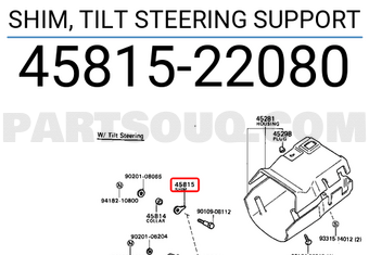 Toyota 4581522080 SHIM, TILT STEERING SUPPORT