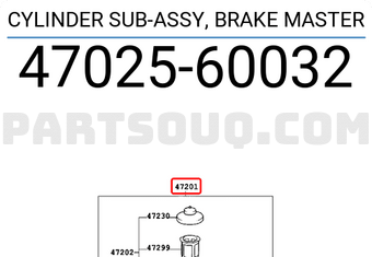 Toyota 4702560032 CYLINDER SUB-ASSY, BRAKE MASTER