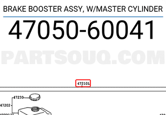 Toyota 4705060041 BRAKE BOOSTER ASSY, W/MASTER CYLINDER