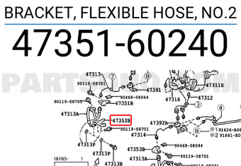 Toyota 4735160240 BRACKET, FLEXIBLE HOSE, NO.2