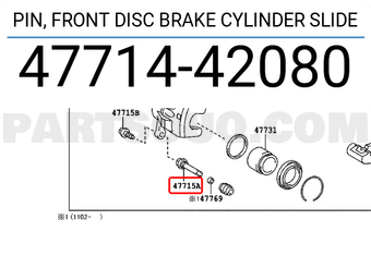 Toyota 4771442080 PIN, FRONT DISC BRAKE CYLINDER SLIDE
