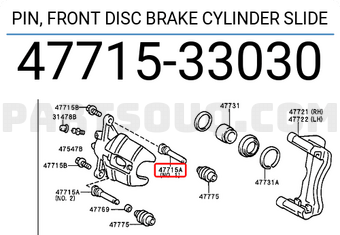 Toyota 4771533030 PIN, FRONT DISC BRAKE CYLINDER SLIDE