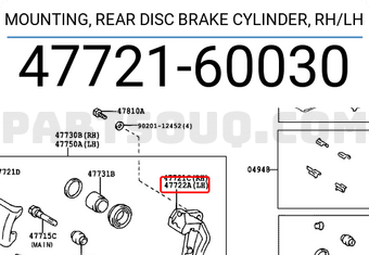 4772160031 Genuine Toyota MOUNTING REAR DISC BRAKE CYLINDER RH/LH 47721-60031