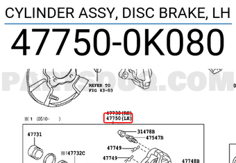 Toyota 477500K080 CYLINDER ASSY, DISC BRAKE, LH