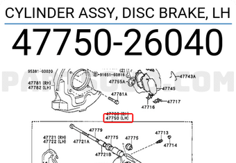 Toyota 4775026040 CYLINDER ASSY, DISC BRAKE, LH