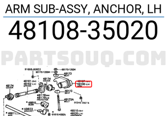 Toyota 4810835020 ARM SUB-ASSY, ANCHOR, LH