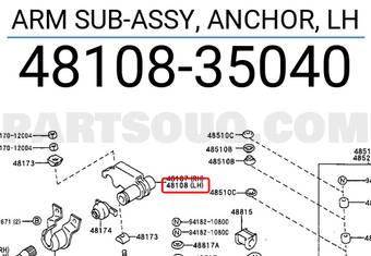 Toyota 4810835040 ARM SUB-ASSY, ANCHOR, LH
