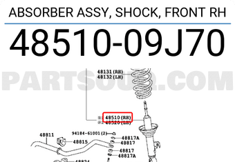 Toyota 4851009J70 ABSORBER ASSY, SHOCK, FRONT RH