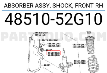 Toyota 4851052G10 ABSORBER ASSY, SHOCK, FRONT RH