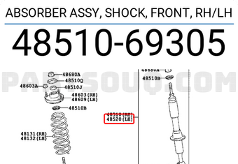 Toyota 4851069305 ABSORBER ASSY, SHOCK, FRONT, RH/LH