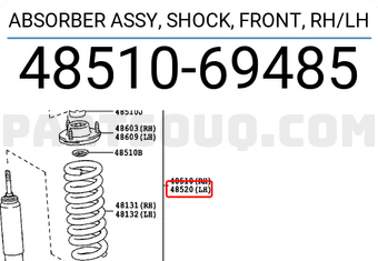Toyota 4851069485 ABSORBER ASSY, SHOCK, FRONT, RH/LH