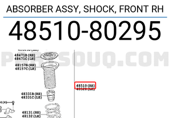 Toyota 4851080295 ABSORBER ASSY, SHOCK, FRONT RH