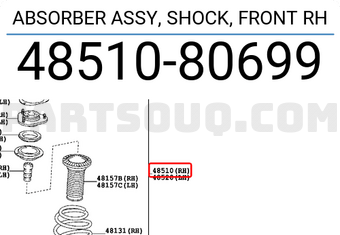 Toyota 4851080699 ABSORBER ASSY, SHOCK, FRONT RH