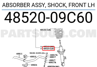 Toyota 4852009C60 ABSORBER ASSY, SHOCK, FRONT LH
