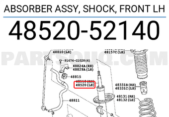Toyota 4852052140 ABSORBER ASSY, SHOCK, FRONT LH
