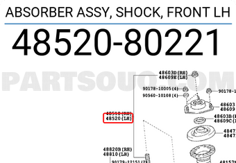 Toyota 4852080221 ABSORBER ASSY, SHOCK, FRONT LH