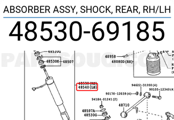 Toyota 4853069185 ABSORBER ASSY, SHOCK, REAR, RH/LH