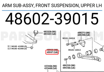 Toyota 4860239015 ARM SUB-ASSY, FRONT SUSPENSION, UPPER LH