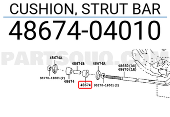 4867430040 Genuine Toyota CUSHION STRUT BAR 48674-30040