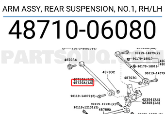 Toyota 4871006080 ARM ASSY, REAR SUSPENSION, NO.1, RH/LH