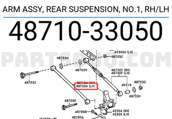 Toyota 4871033050 ARM ASSY, REAR SUSPENSION, NO.1, RH/LH