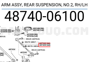 Toyota 4874006100 ARM ASSY, REAR SUSPENSION, NO.2, RH/LH