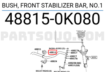 Toyota 488150K080 BUSH, FRONT STABILIZER BAR, NO.1