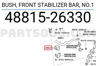 Toyota 4881526330 BUSH, FRONT STABILIZER BAR, NO.1