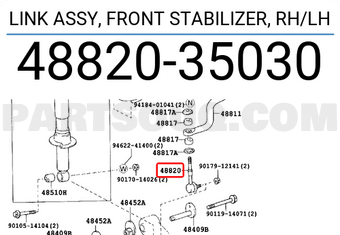 Toyota 4882035030 LINK ASSY, FRONT STABILIZER, RH/LH