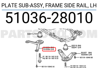 Toyota 5103628010 PLATE SUB-ASSY, FRAME SIDE RAIL, LH