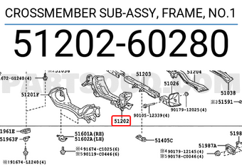 CROSSMEMBER SUB-ASSY, FRAME, NO.1 5120260280 | Toyota Parts