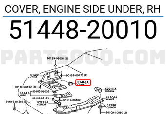 Toyota 5144820010 COVER, ENGINE SIDE UNDER, RH