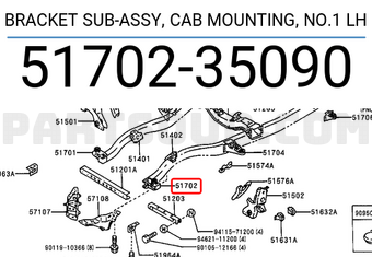 Toyota 5170235090 BRACKET SUB-ASSY, CAB MOUNTING, NO.1 LH