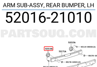 Toyota 5201621010 ARM SUB-ASSY, REAR BUMPER, LH