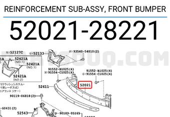 Toyota 5202128221 REINFORCEMENT SUB-ASSY, FRONT BUMPER