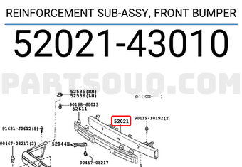 Toyota 5202143010 REINFORCEMENT SUB-ASSY, FRONT BUMPER