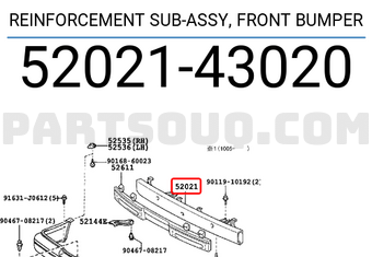 Toyota 5202143020 REINFORCEMENT SUB-ASSY, FRONT BUMPER