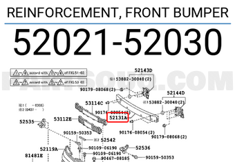 REINFORCEMENT SUB-ASSY, FRONT BUMPER, UPPER 52029YC030 | Toyota