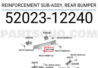 Toyota 5202312240 REINFORCEMENT SUB-ASSY, REAR BUMPER