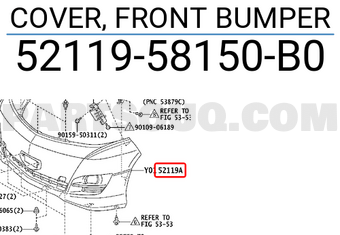 Toyota 5211958150B0 COVER, FRONT BUMPER