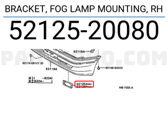 Toyota 5212520080 BRACKET, FOG LAMP MOUNTING, RH