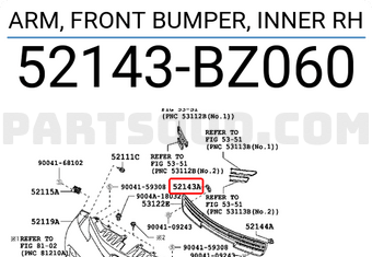 れもんページ ARM, FRONT BUMPER, INNER RH 52143BZ060 | Toyota Parts | PartSouq