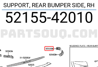 Toyota 5215542010 SUPPORT, REAR BUMPER SIDE, RH