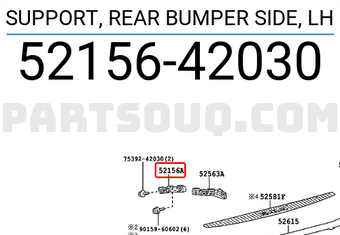 Toyota 5215642030 SUPPORT, REAR BUMPER SIDE, LH