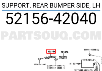 Toyota 5215642040 SUPPORT, REAR BUMPER SIDE, LH