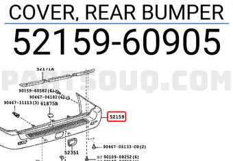 Toyota 5215960905 COVER, REAR BUMPER
