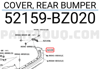 Toyota 52159BZ020 COVER, REAR BUMPER