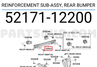 Toyota 5217112200 REINFORCEMENT SUB-ASSY, REAR BUMPER